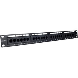 Phasak PU 2420 Panel de transferencia 24 puertos Cat. 6 UTP 1U 19 pulgadas Negro